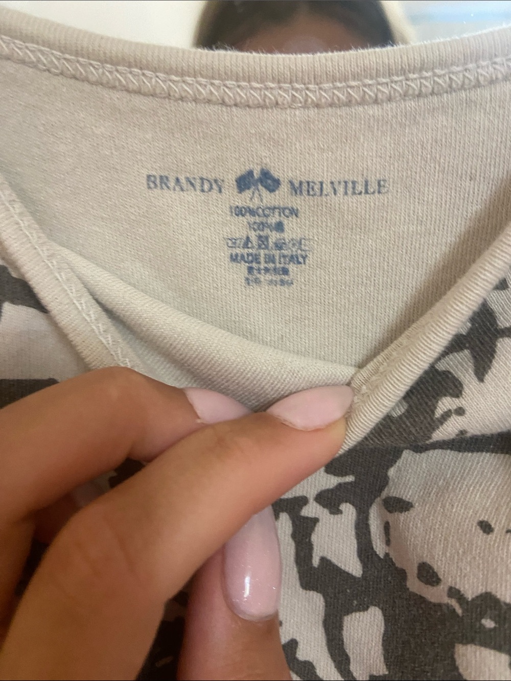 Brandy Melville Beige Tank Top with Brown Eye Print - Picture 3 of 4